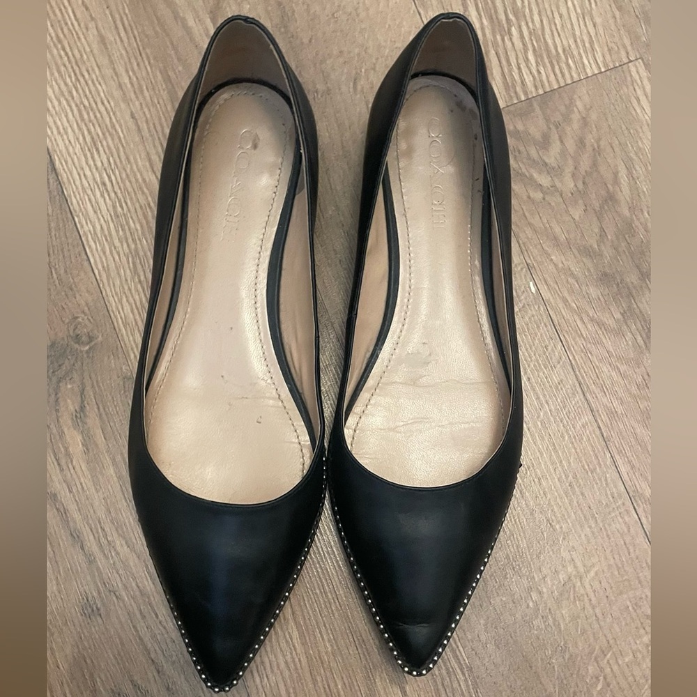 Black COACH pointed toe flat